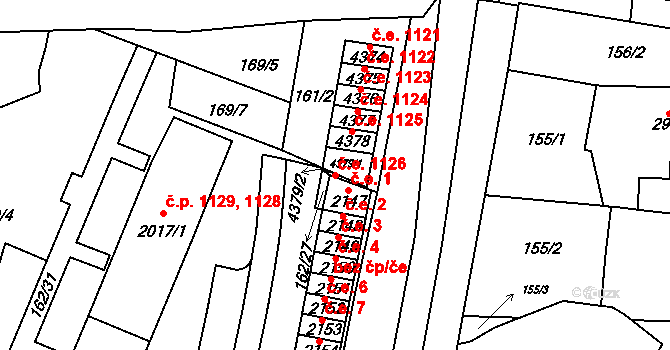 Kyjov 1126 na parcele st. 4379/1 v KÚ Kyjov, Katastrální mapa