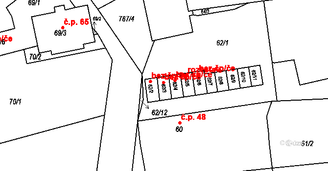 Meclov 42457858 na parcele st. 62/4 v KÚ Třebnice u Domažlic, Katastrální mapa