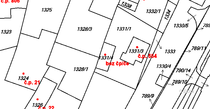 Lednice 42903858 na parcele st. 1331/4 v KÚ Lednice na Moravě, Katastrální mapa