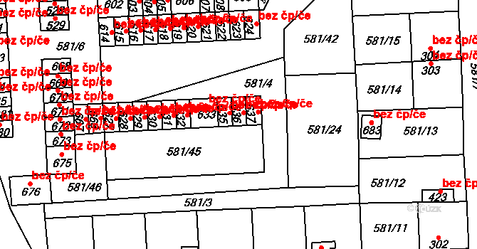 Bohušovice nad Ohří 43082858 na parcele st. 636 v KÚ Bohušovice nad Ohří, Katastrální mapa