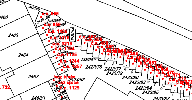 Jindřichův Hradec II 460, Jindřichův Hradec na parcele st. 2423/74 v KÚ Jindřichův Hradec, Katastrální mapa