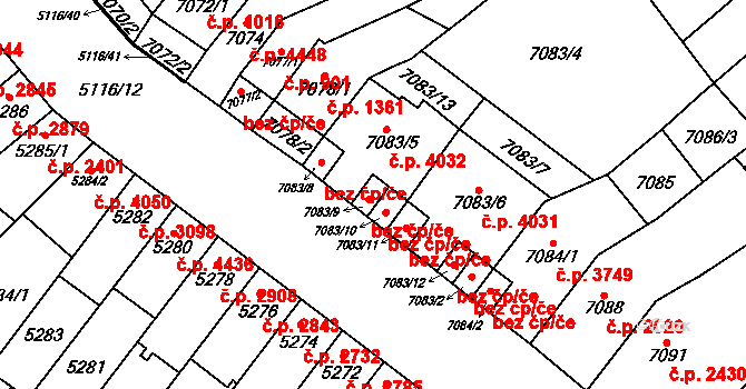 Brno 47856858 na parcele st. 7083/9 v KÚ Židenice, Katastrální mapa