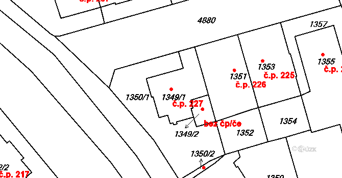 Pražské Předměstí 227, Vysoké Mýto na parcele st. 1349/1 v KÚ Vysoké Mýto, Katastrální mapa