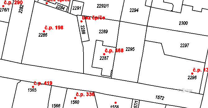 Řevnice 468 na parcele st. 2287 v KÚ Řevnice, Katastrální mapa
