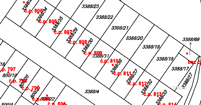 Veselí nad Lužnicí II 810, Veselí nad Lužnicí na parcele st. 3388/31 v KÚ Veselí nad Lužnicí, Katastrální mapa