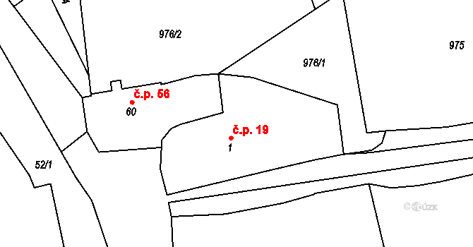 Chrastavice 19 na parcele st. 1 v KÚ Chrastavice, Katastrální mapa