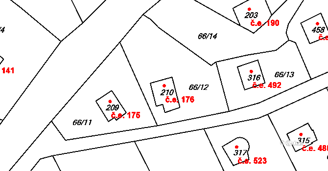 Pňovany 176 na parcele st. 210 v KÚ Dolany u Stříbra, Katastrální mapa