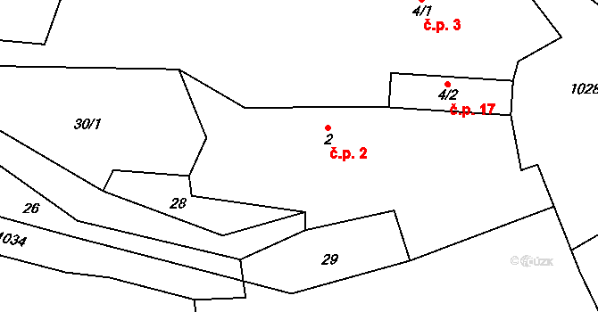Křečov 2, Štichovice na parcele st. 2 v KÚ Křečov, Katastrální mapa