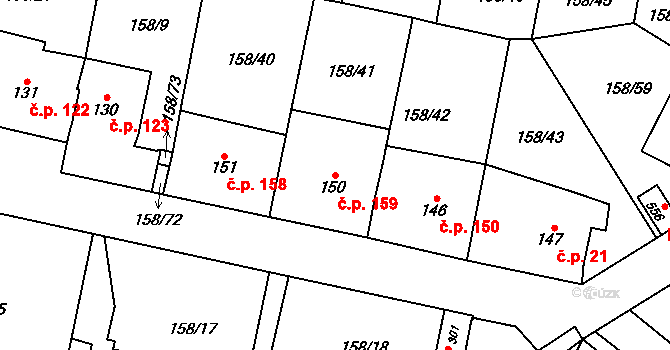 Staré Město nad Metují 159, Náchod na parcele st. 150 v KÚ Staré Město nad Metují, Katastrální mapa