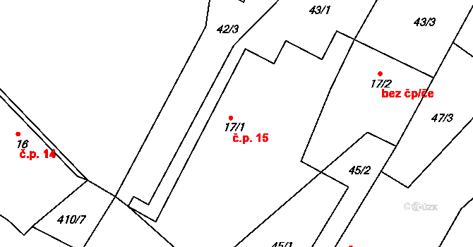 Seník 15, Jankovice na parcele st. 17/1 v KÚ Seník, Katastrální mapa