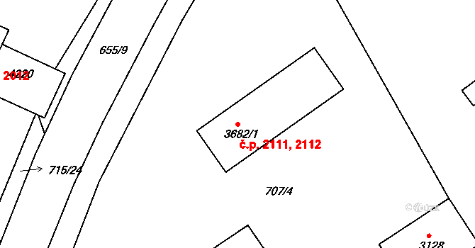 Rakovník II 2111,2112, Rakovník na parcele st. 3682/1 v KÚ Rakovník, Katastrální mapa