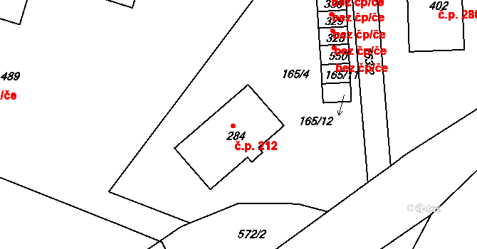 Dvorec 212, Nepomuk na parcele st. 284 v KÚ Dvorec, Katastrální mapa