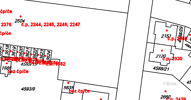 Žatec 2244,2245,2246,2247 na parcele st. 2504 v KÚ Žatec, Katastrální mapa