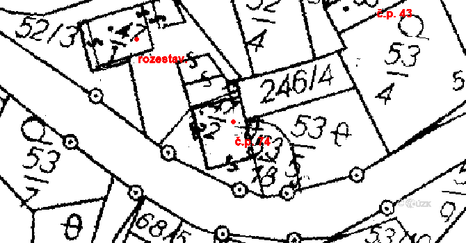 Květinov 74 na parcele st. 47/2 v KÚ Květinov, Katastrální mapa
