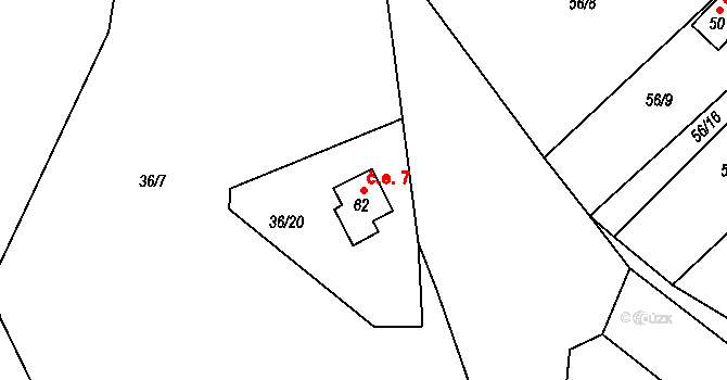 Leštinka 7, Světlá nad Sázavou na parcele st. 62 v KÚ Leštinka u Světlé nad Sázavou, Katastrální mapa