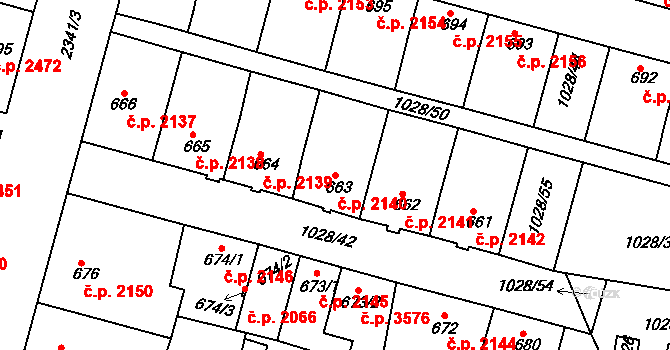 Havlíčkův Brod 2140 na parcele st. 663 v KÚ Havlíčkův Brod, Katastrální mapa