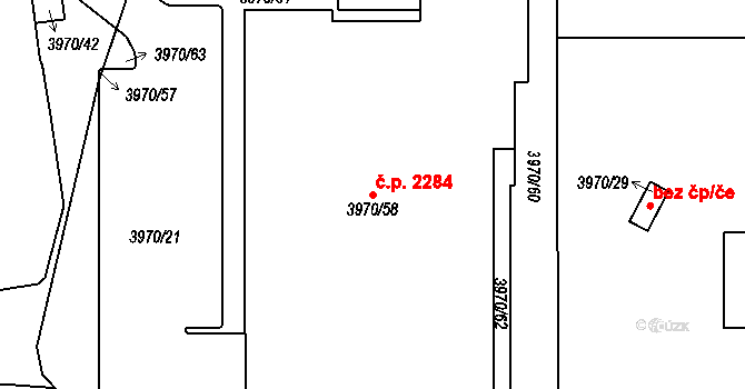 Sokolov 2284 na parcele st. 3970/58 v KÚ Sokolov, Katastrální mapa