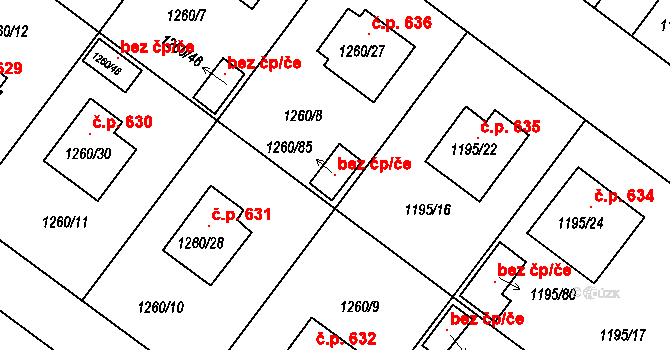 Březnice 97151858 na parcele st. 1260/85 v KÚ Březnice, Katastrální mapa