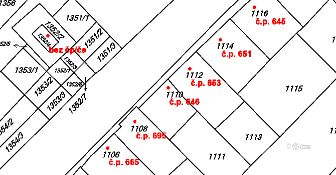 Moravská Nová Ves 646 na parcele st. 1110 v KÚ Moravská Nová Ves, Katastrální mapa
