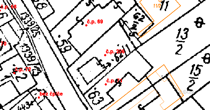 Prosiměřice 206 na parcele st. 62/1 v KÚ Prosiměřice, Katastrální mapa