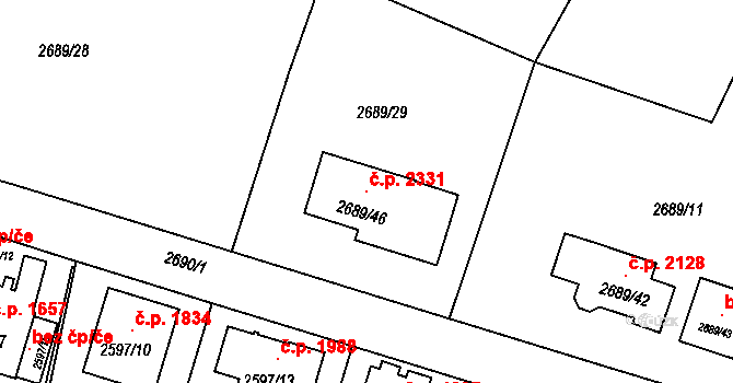 Tachov 2331 na parcele st. 2689/46 v KÚ Tachov, Katastrální mapa