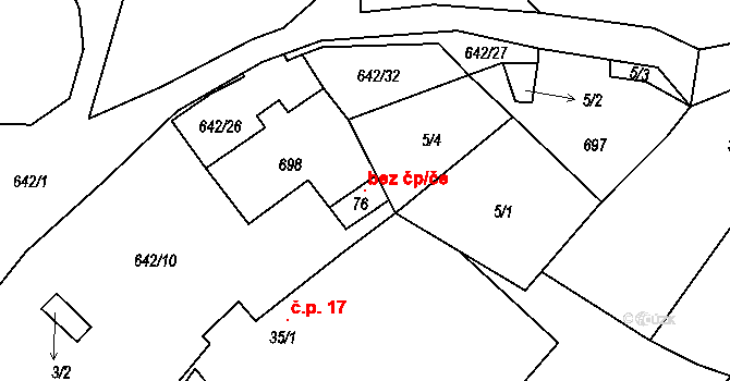 Chotiněves 118282859 na parcele st. 76 v KÚ Jištěrpy, Katastrální mapa