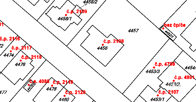 Jihlava 2108 na parcele st. 4456 v KÚ Jihlava, Katastrální mapa