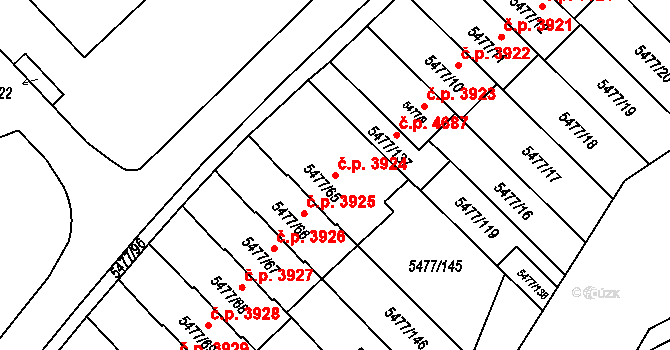 Jihlava 3924 na parcele st. 5477/65 v KÚ Jihlava, Katastrální mapa