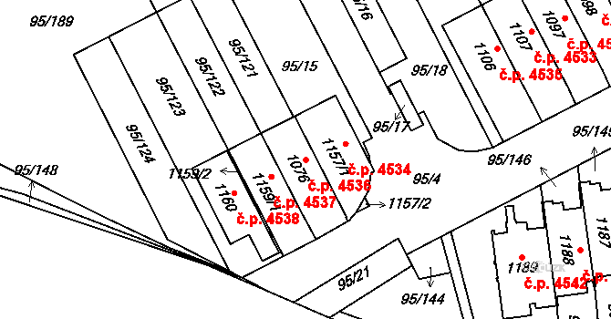 Jihlava 4536 na parcele st. 1076 v KÚ Bedřichov u Jihlavy, Katastrální mapa