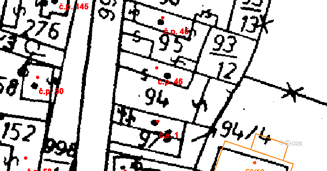 Vanovice 46, Všejany na parcele st. 94 v KÚ Všejany, Katastrální mapa