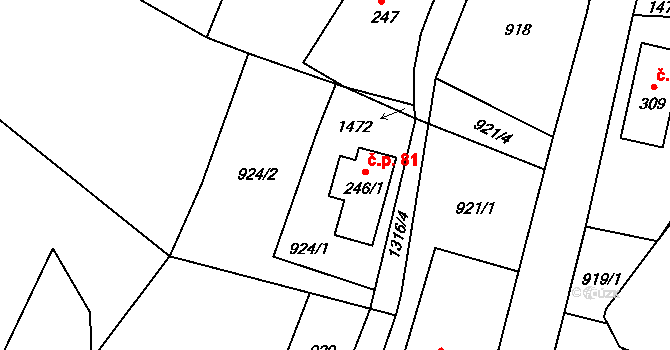 Dolní Světlá 81, Mařenice na parcele st. 246/1 v KÚ Dolní Světlá pod Luží, Katastrální mapa
