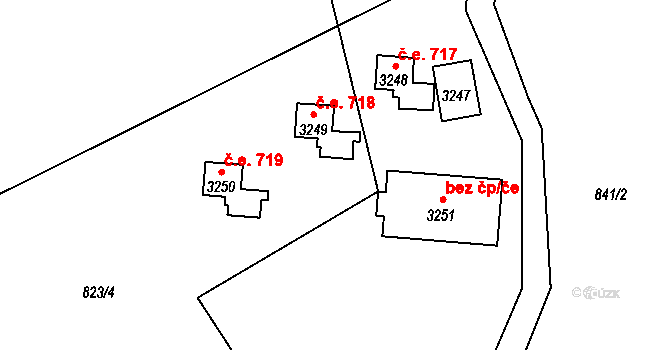 Ostravice 718 na parcele st. 3249 v KÚ Staré Hamry 2, Katastrální mapa