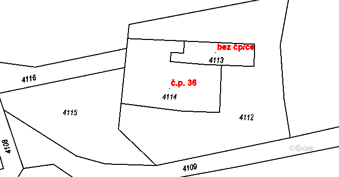 Třanovice 36 na parcele st. 4114 v KÚ Třanovice, Katastrální mapa