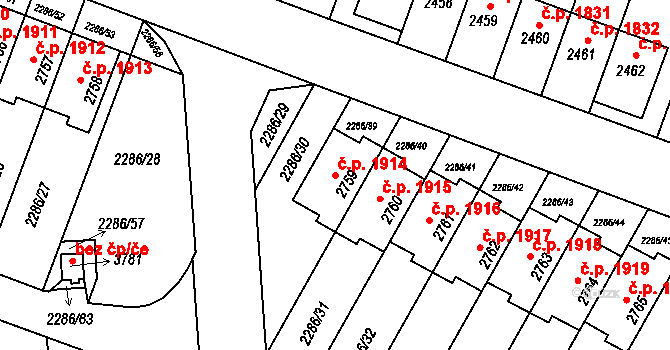 Hořice 1914 na parcele st. 2759 v KÚ Hořice v Podkrkonoší, Katastrální mapa