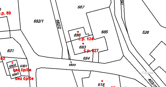 Dolní Lutyně 827 na parcele st. 683 v KÚ Dolní Lutyně, Katastrální mapa