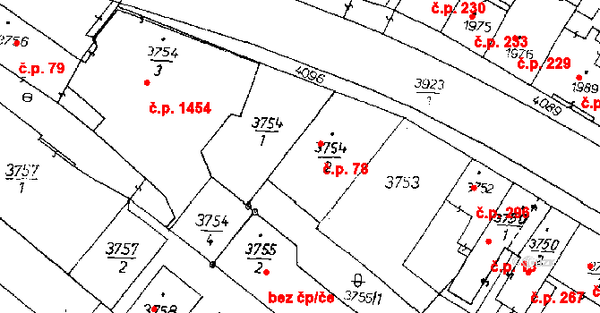 Poděbrady III 78, Poděbrady na parcele st. 3754/2 v KÚ Poděbrady, Katastrální mapa