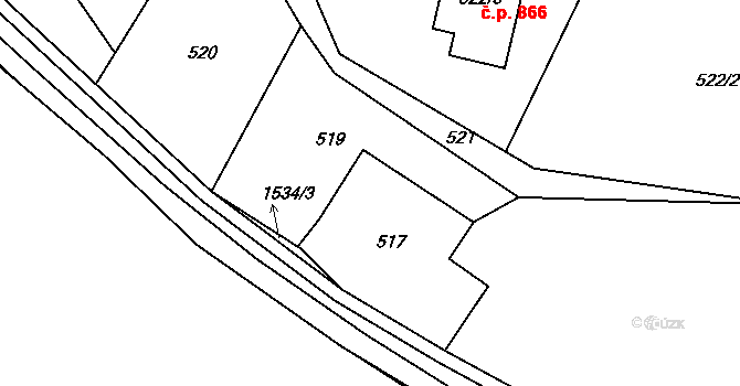 Miřetice u Klášterce nad Ohří 39, Klášterec nad Ohří na parcele st. 517 v KÚ Miřetice u Klášterce nad Ohří, Katastrální mapa