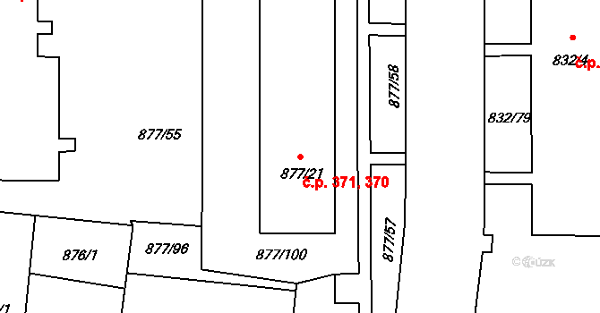 Děčín XXXII-Boletice nad Labem 370,371, Děčín na parcele st. 877/21 v KÚ Boletice nad Labem, Katastrální mapa