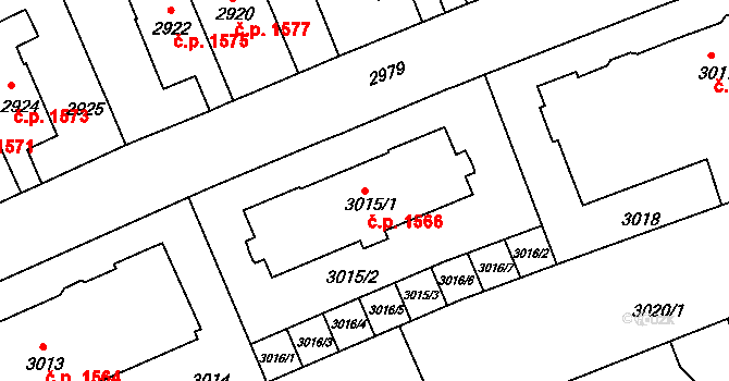 Černá Pole 1566, Brno na parcele st. 3015/1 v KÚ Černá Pole, Katastrální mapa