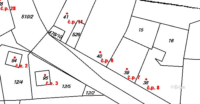 Seménkovice 6, Postoloprty na parcele st. 40 v KÚ Seménkovice, Katastrální mapa