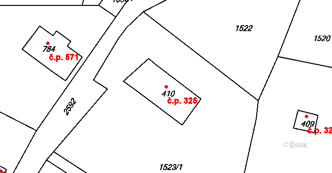 Česká Kamenice 325 na parcele st. 410 v KÚ Česká Kamenice, Katastrální mapa