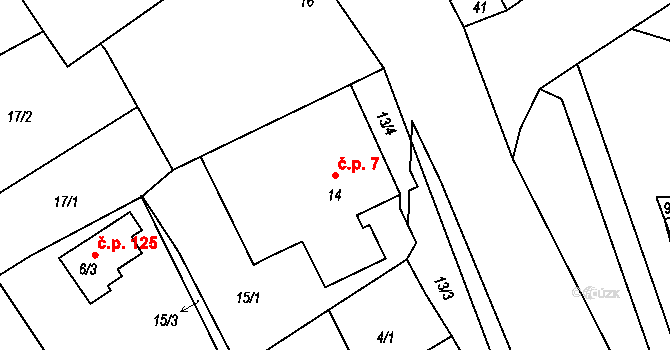 Tušť 7, Suchdol nad Lužnicí na parcele st. 14 v KÚ Tušť, Katastrální mapa