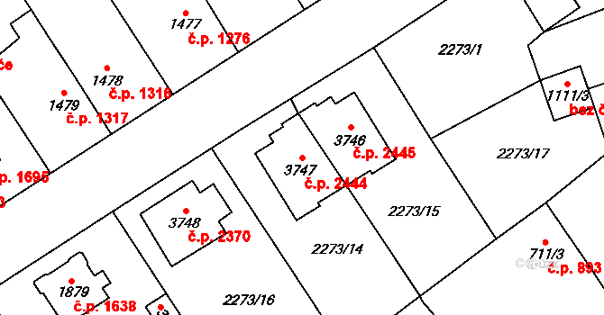 Dvůr Králové nad Labem 2444 na parcele st. 3747 v KÚ Dvůr Králové nad Labem, Katastrální mapa