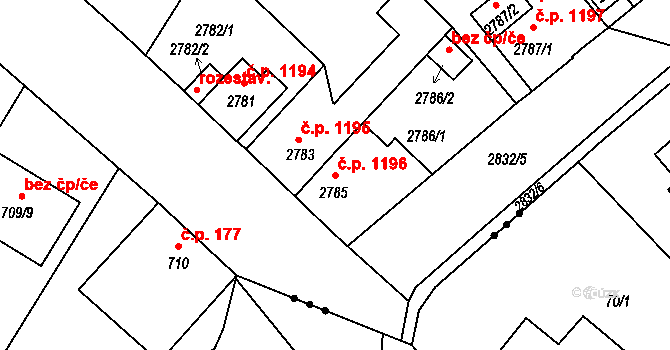 České Budějovice 5 1196, České Budějovice na parcele st. 2785 v KÚ České Budějovice 5, Katastrální mapa
