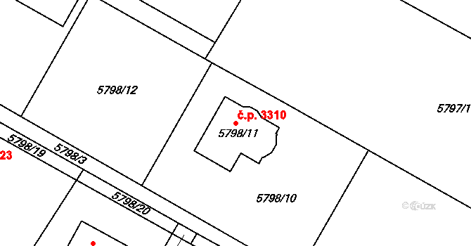 Frýdek 3310, Frýdek-Místek na parcele st. 5798/11 v KÚ Frýdek, Katastrální mapa
