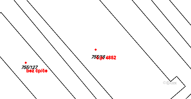 Rýnovice 4852, Jablonec nad Nisou na parcele st. 755/18 v KÚ Rýnovice, Katastrální mapa