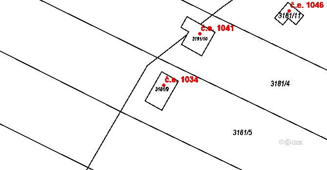 Nivnice 1034 na parcele st. 3181/9 v KÚ Nivnice, Katastrální mapa