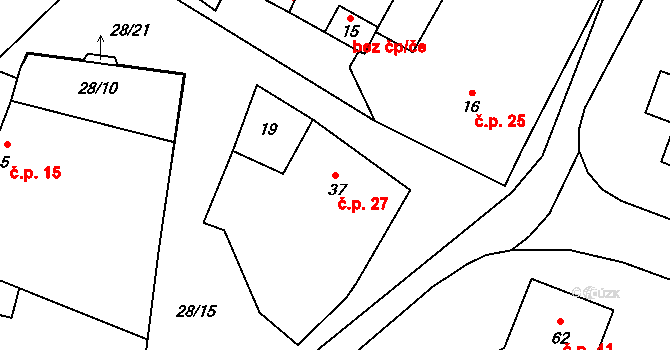Štěpánovice 27, Výčapy na parcele st. 37 v KÚ Štěpánovice u Jaroměřic nad Rokytnou, Katastrální mapa