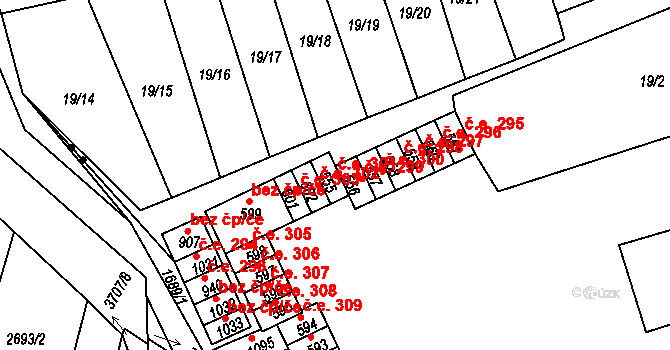 Bohosudov 301, Krupka na parcele st. 555 v KÚ Bohosudov, Katastrální mapa