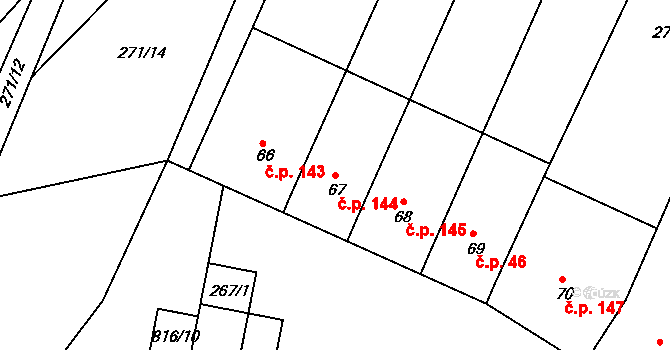 Šardičky 144, Kojátky na parcele st. 67 v KÚ Šardičky, Katastrální mapa